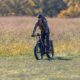 Fat tire e-bike riding on a rocky trail